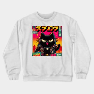 Rockstar Cat Retro Crewneck Sweatshirt